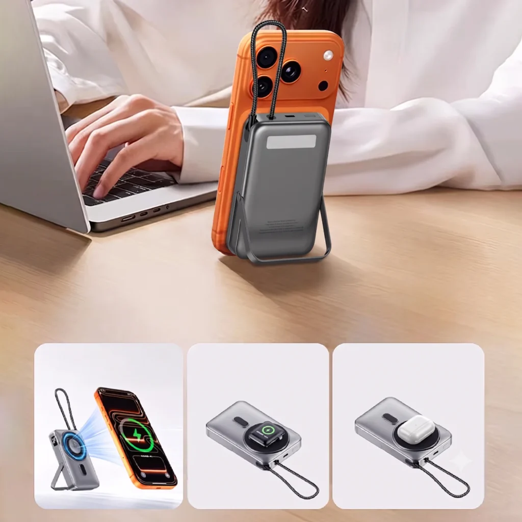 10,000mAh Kiro 3-in-1 Wireless Powerbank with Stand
