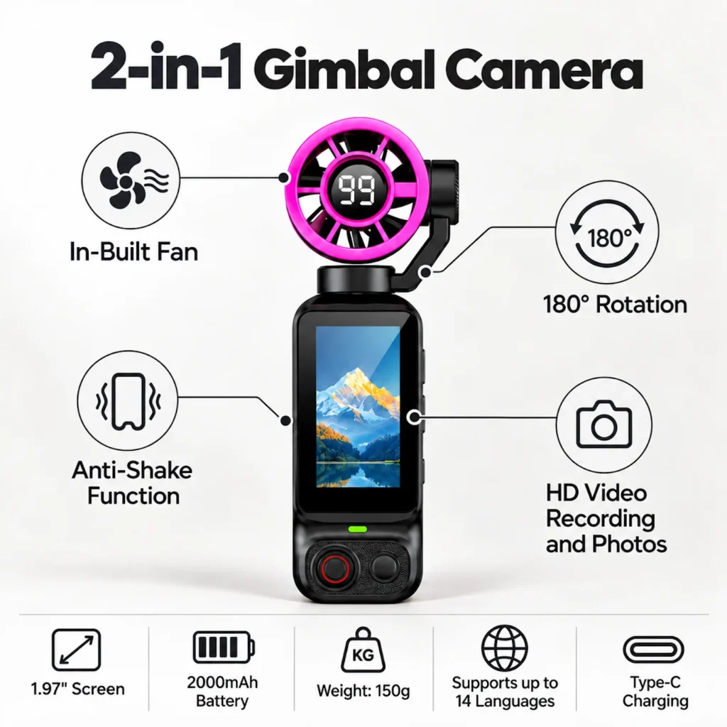 2-in-1 Gimbal Camera Fan