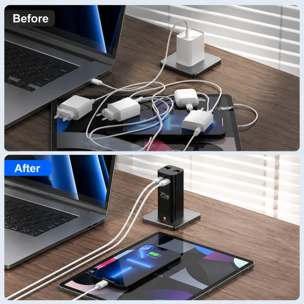 25W 2-Pin Socket Dual C Compact Travel Adapter