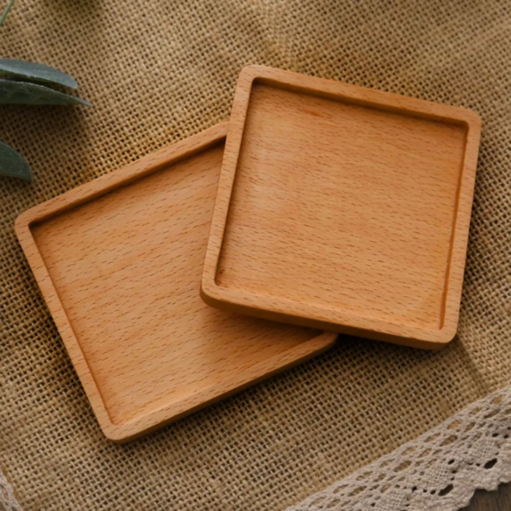 Heat Insulation Grooved Wooden Coaster