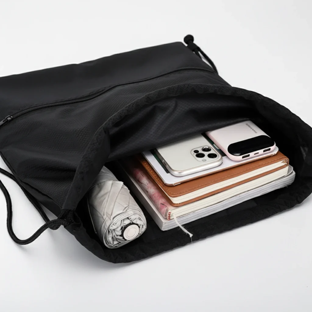 High Quality Drawstring Bag with Front Pocket (Water-Resistant)